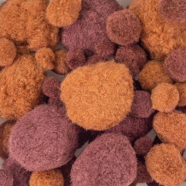 MIXED PLAIN POM POMS 50 PCS 3316 Brown