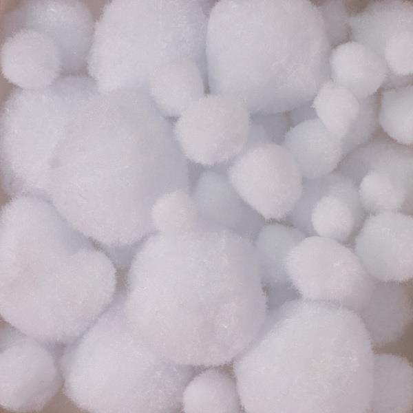 MIXED PLAIN POM POMS 50 PCS 3311 White