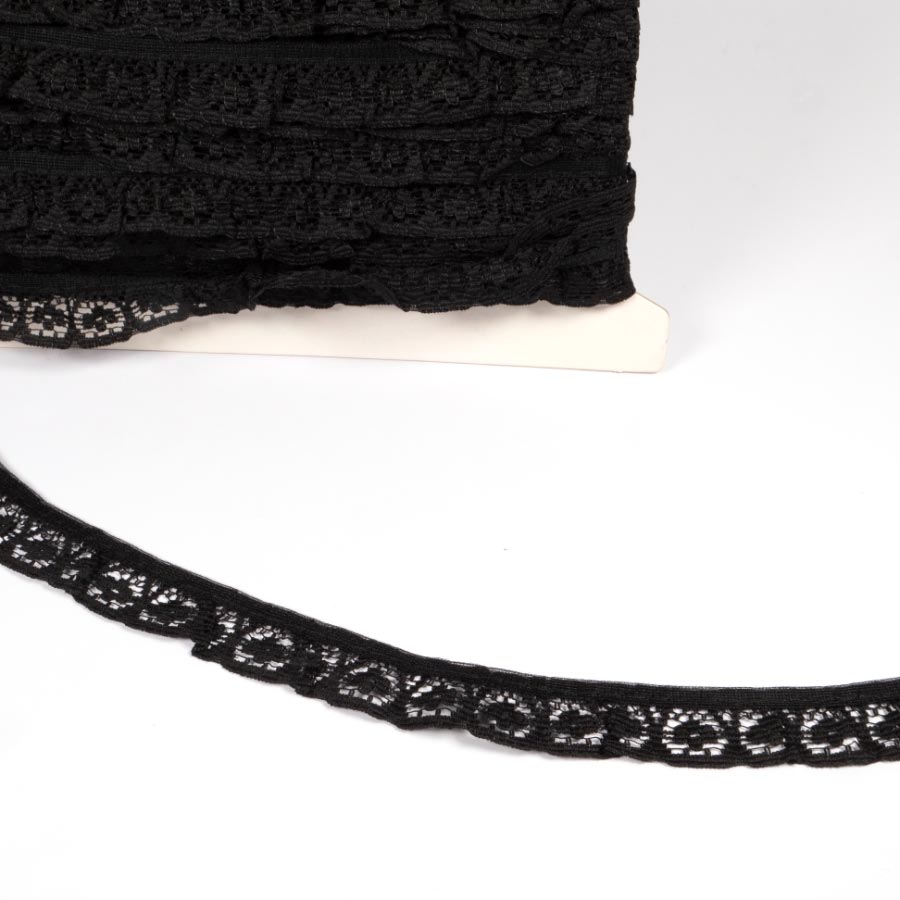 20mm Frilled Lace - 33mts BLACK