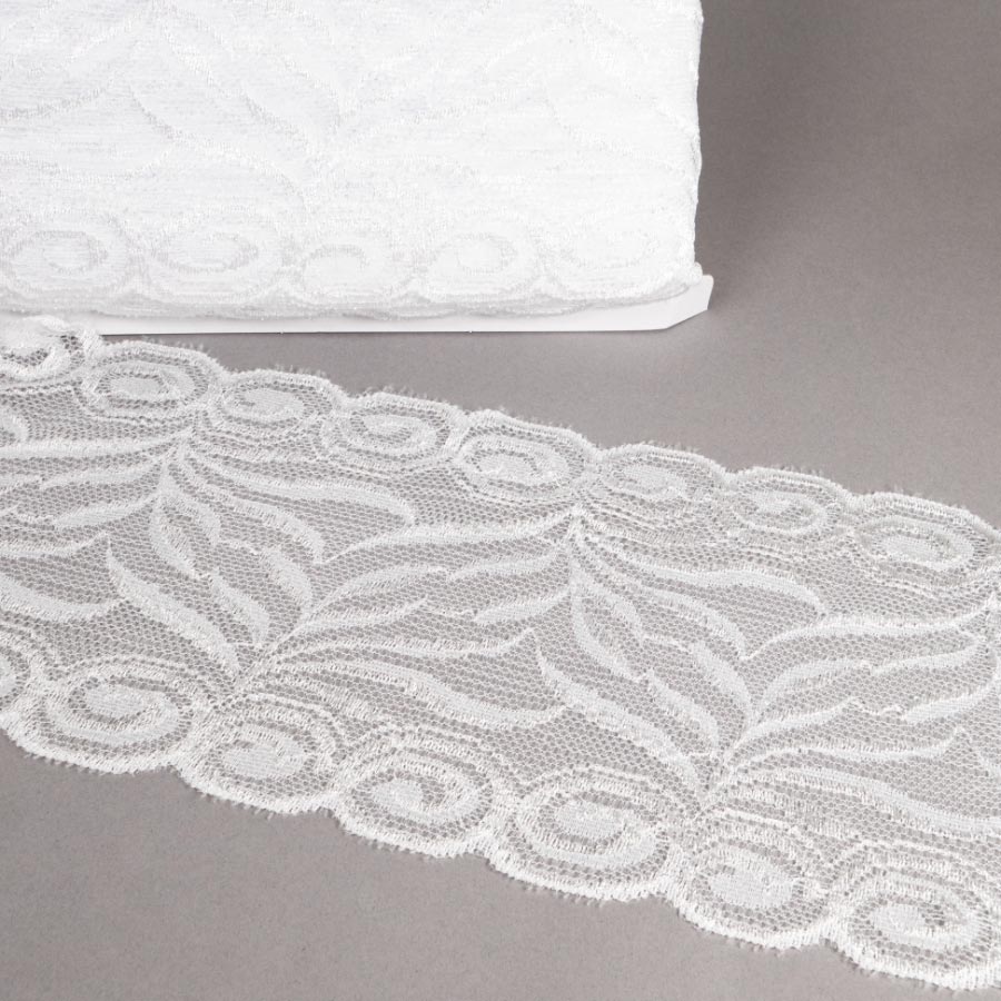 150MM FLAT STRETCH LACE X 20M 1 White