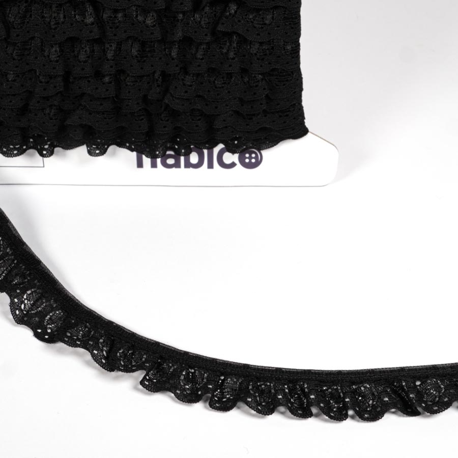 20MM FRILLED LACE BLACK Habico