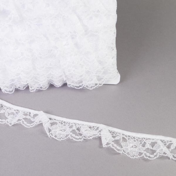 30MM FRILLED LACE WHITE