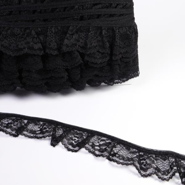 35MM FRILLED LACE BLACK