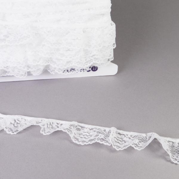 35MM FRILLED LACE WHITE