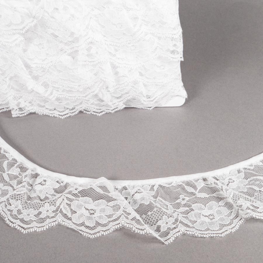 30MM FRILLED LACE WHITE