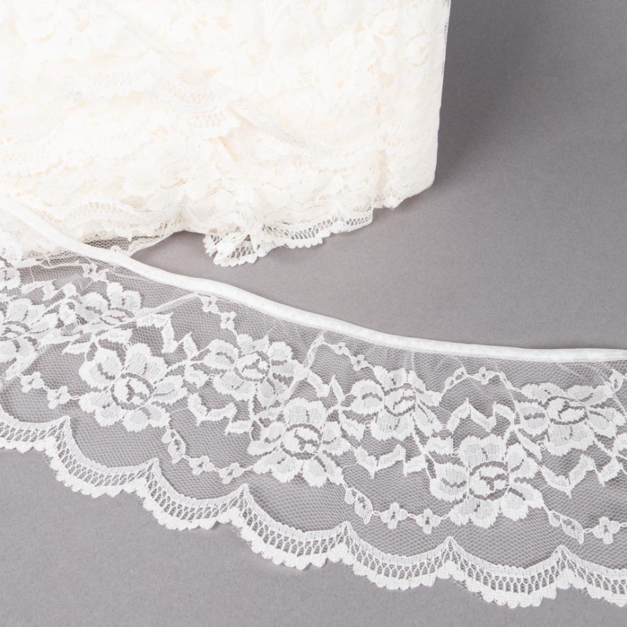 FRILLED NYLON LACE - 25MTS IVORY