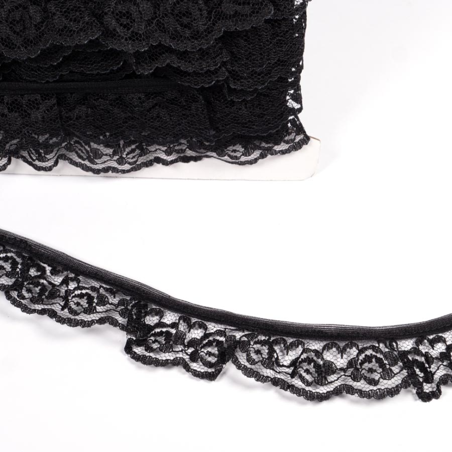 FRILLED NYLON LACE BLACK