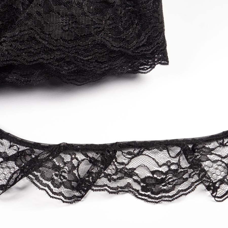 60MM FRILLED LACE BLACK