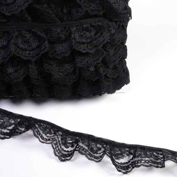 38MM FRILLED LACE BLACK