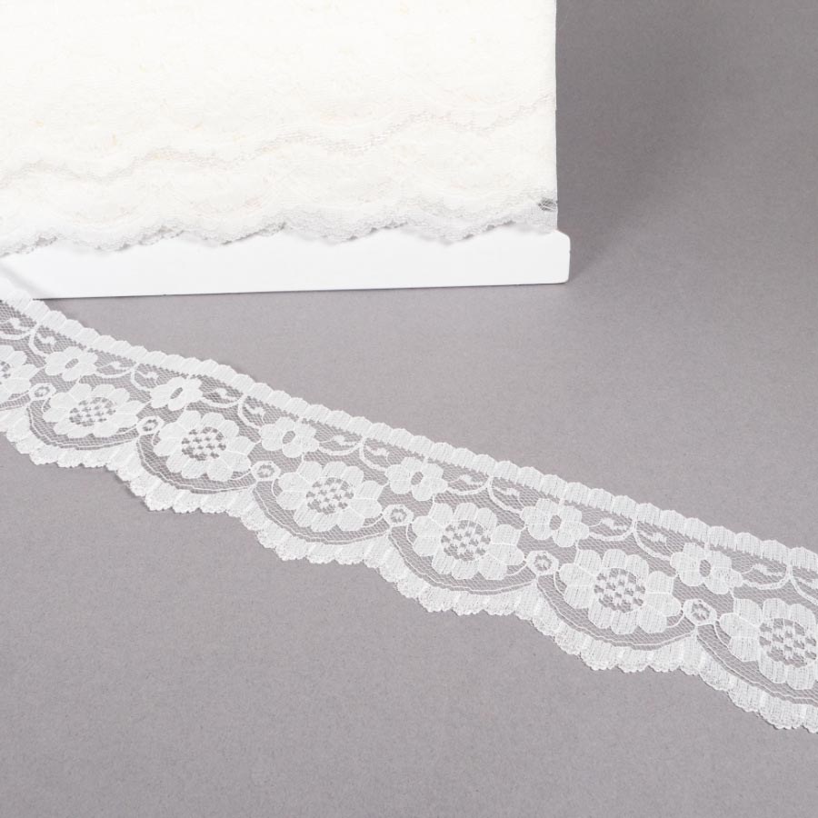 60mm Flat Nylon Lace 25m IVORY