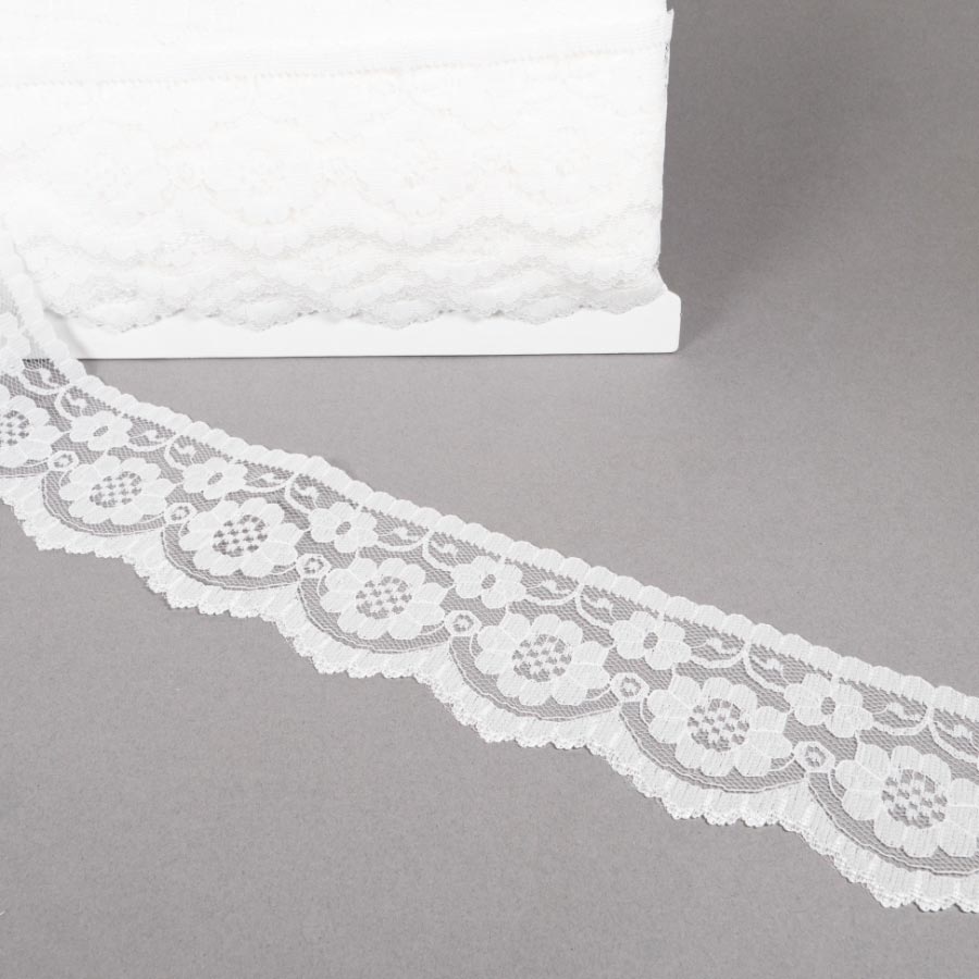 60mm Flat Nylon Lace 25m WHITE