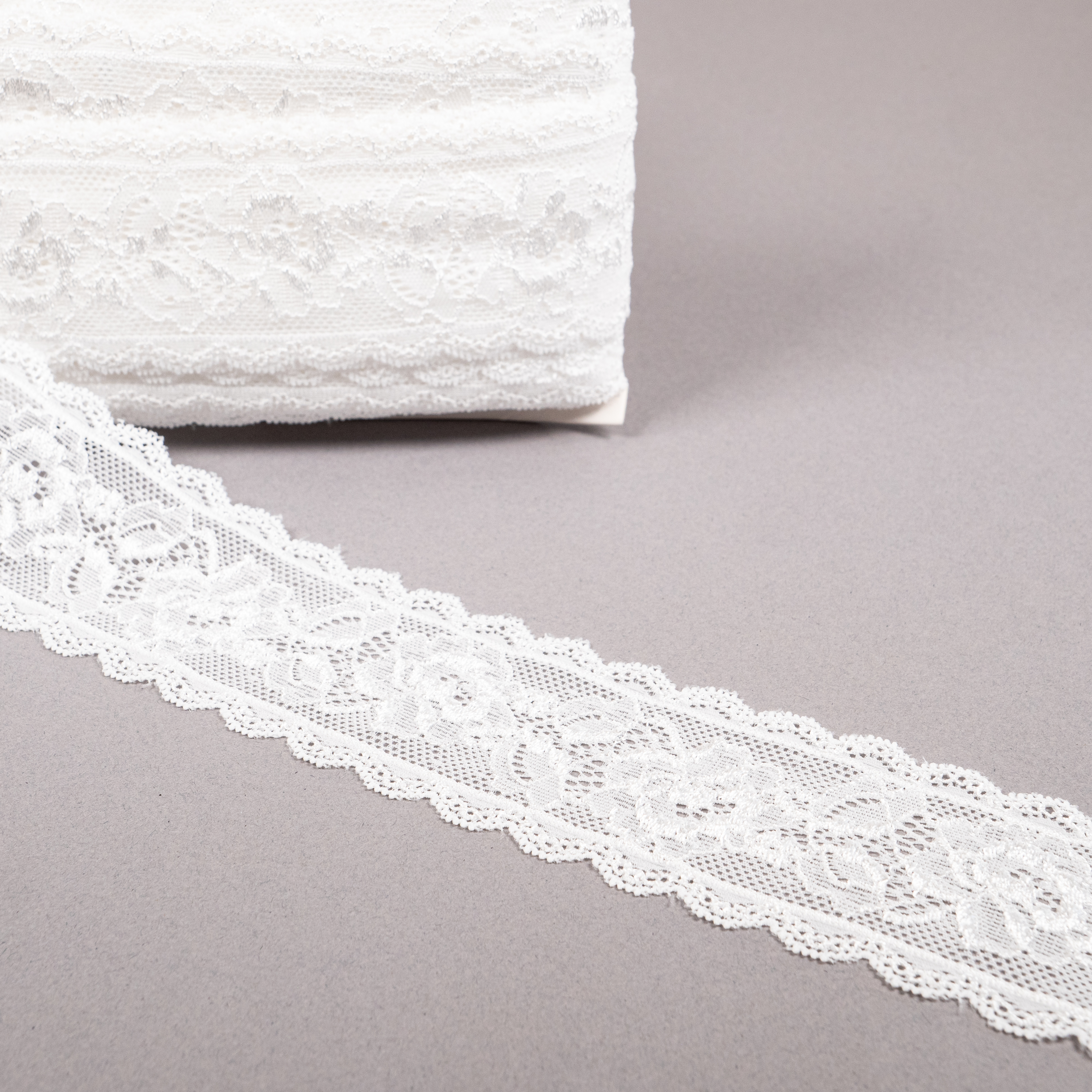 58MM STRETCH LACE DOUBLE EDGE - 25M 1 White