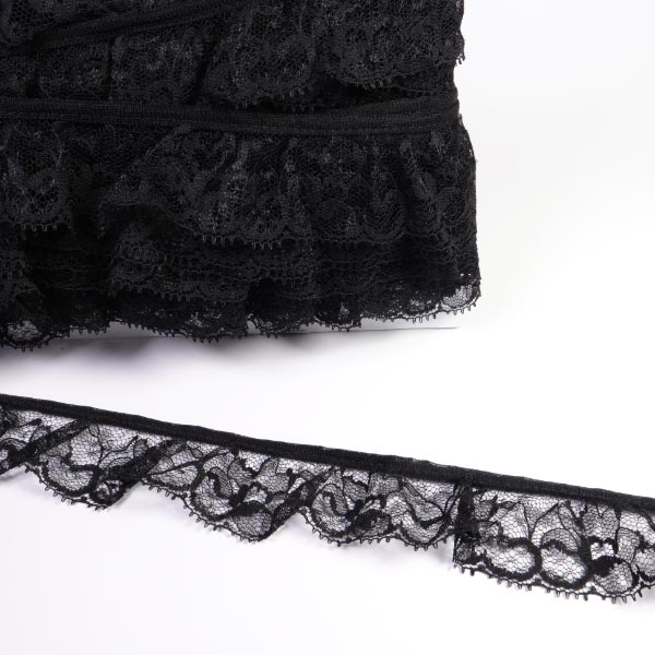 50MM FRILLED LACE BLACK