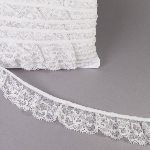 45MM FRILLED LACE WHITE