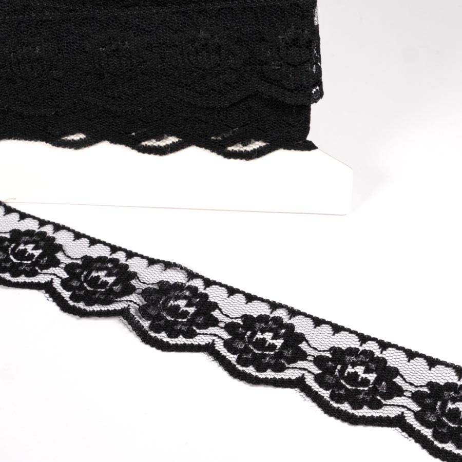 40MM FLAT LACE 12.5M BLACK