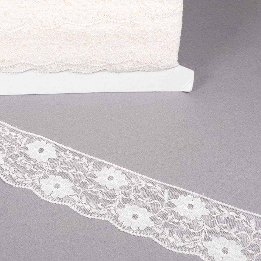 55MM FLAT LACE 12.5M CREAM