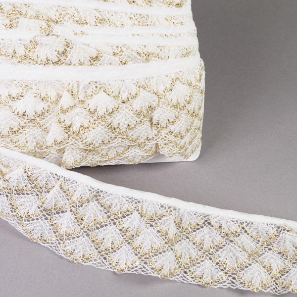 55MM FRILLED LACE WHT/GD