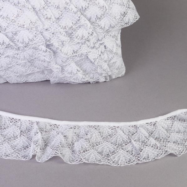 55MM FRILLED LACE WHT/SIL