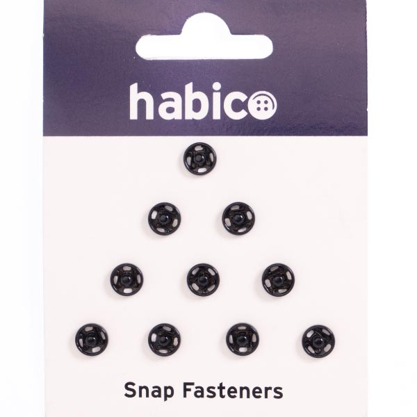 7MM SNAP FASTENERS10 CARDS BLACK