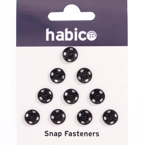 10MM SNAP FASTENERS 10 CARDS BLACK