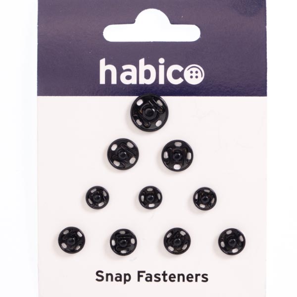 ASSTD SNAP FASTENERS 10 CARDS BLACK