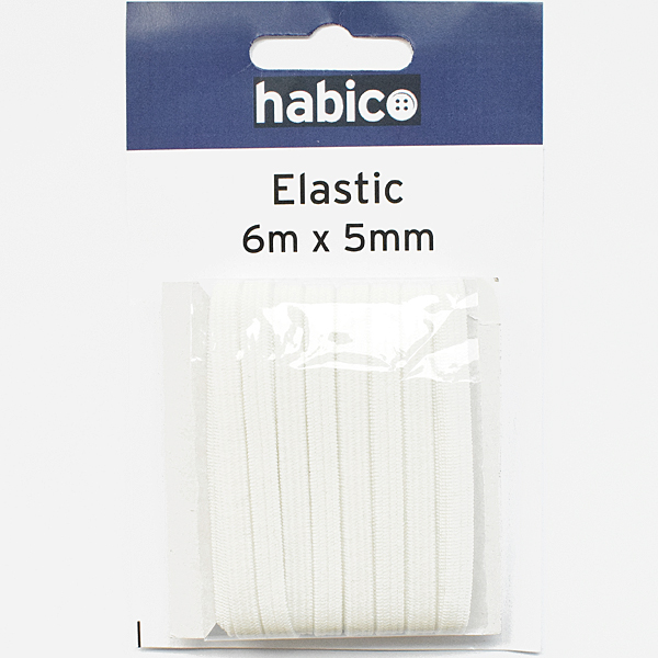 BRAIDED ELASTIC 5MM WHITE 6M
