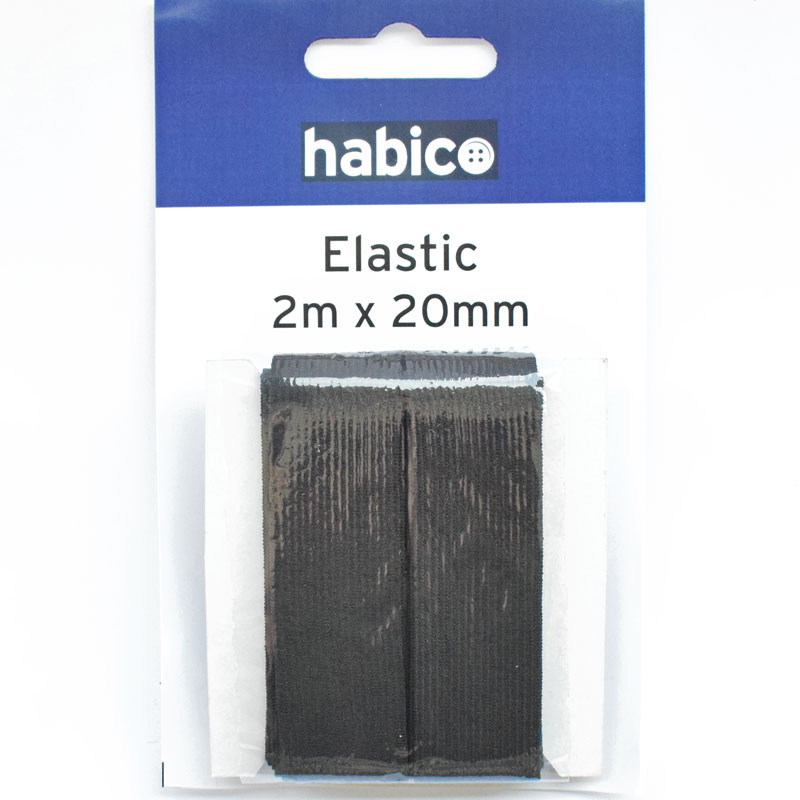 BRAIDED ELASTIC 20MM BLACK 2M