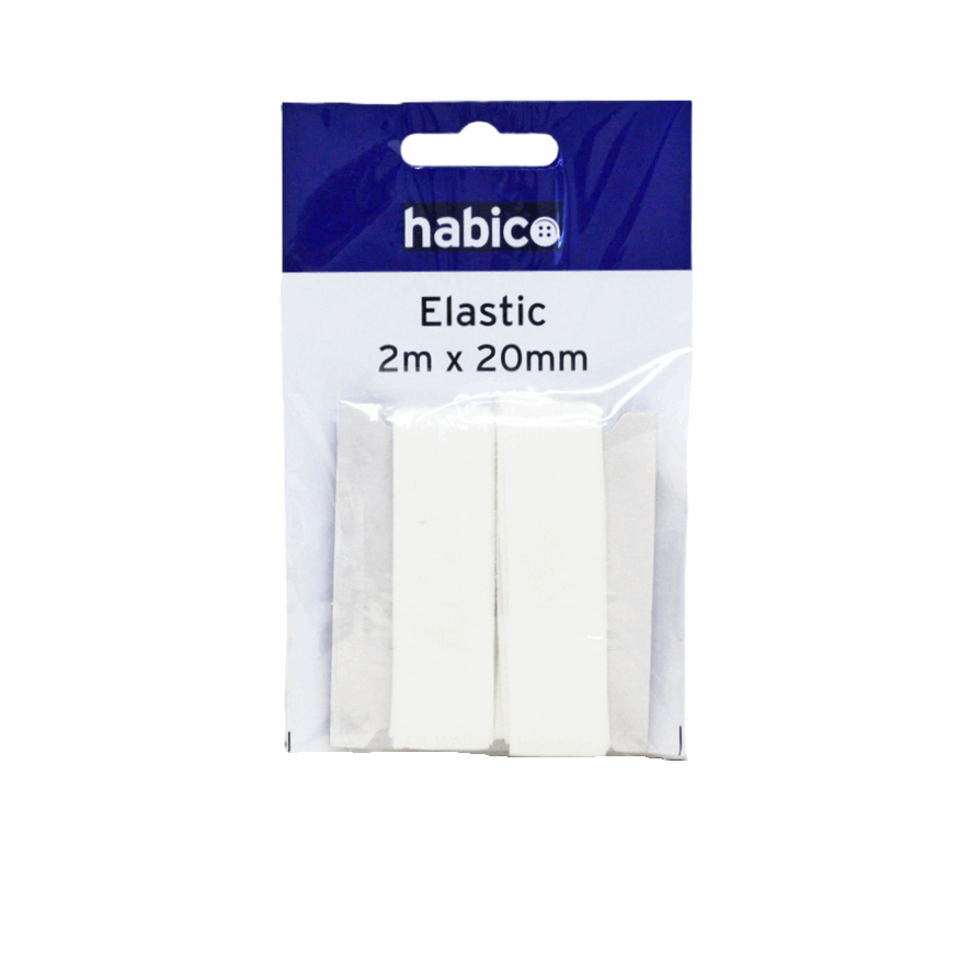 BRAIDED ELASTIC 20MM WHITE 2M