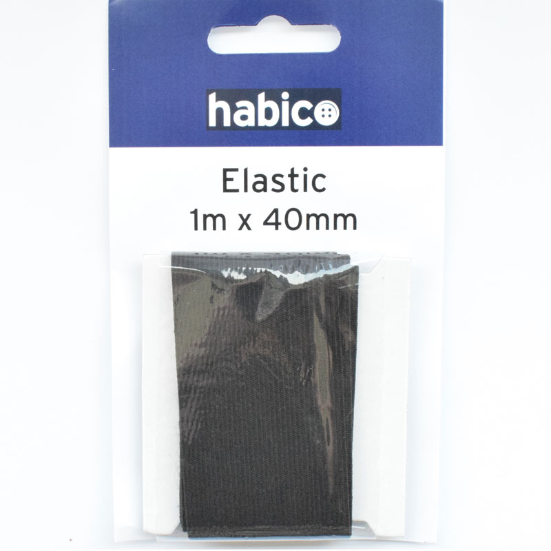 BRAIDED ELASTIC 40MM BLACK 1M