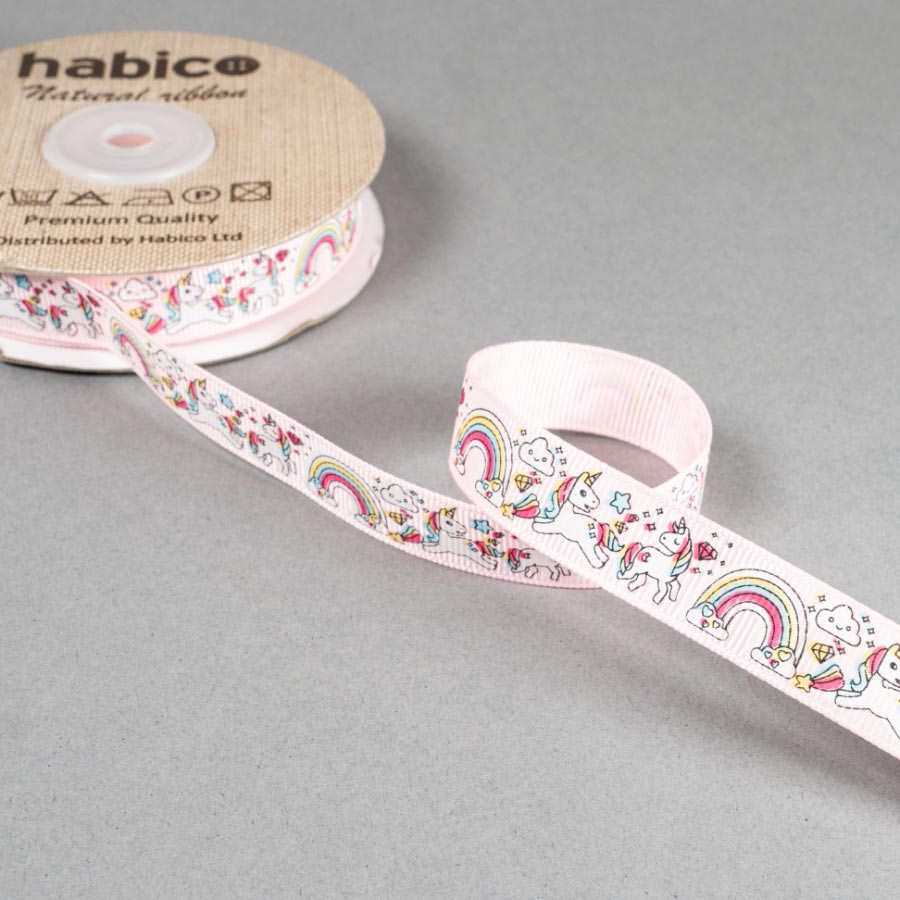 15MM UNICORN GROSGRAIN RIBBON - 20MTS