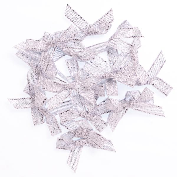 6MM RIBBON BOWS - 20PCS SILVER