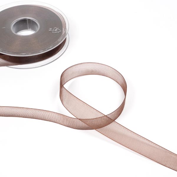 15MM ORGANDIE RIBBON - 25MTS 850 Brown
