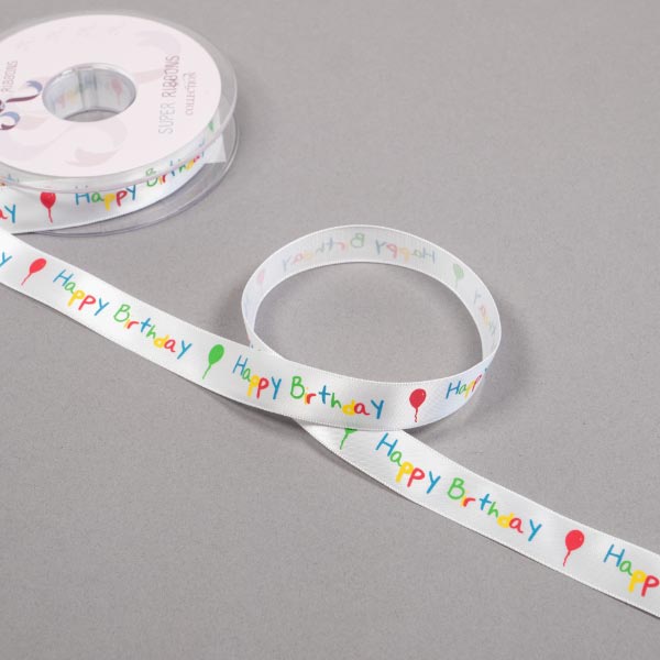 16MM SATIN HAPPY BIRTHDAY RIBBON - 20MTS