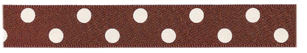 15MM POLKA DOT RIBBON 20M REEL 25 Brown