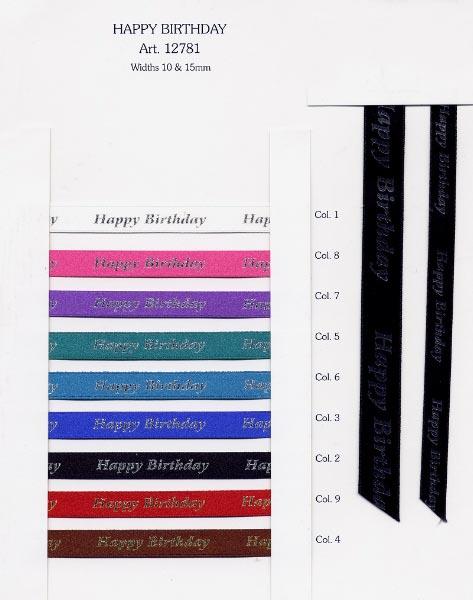 10MM HAPPY BIRTHDAY PRINT RIBBON 4 Brown