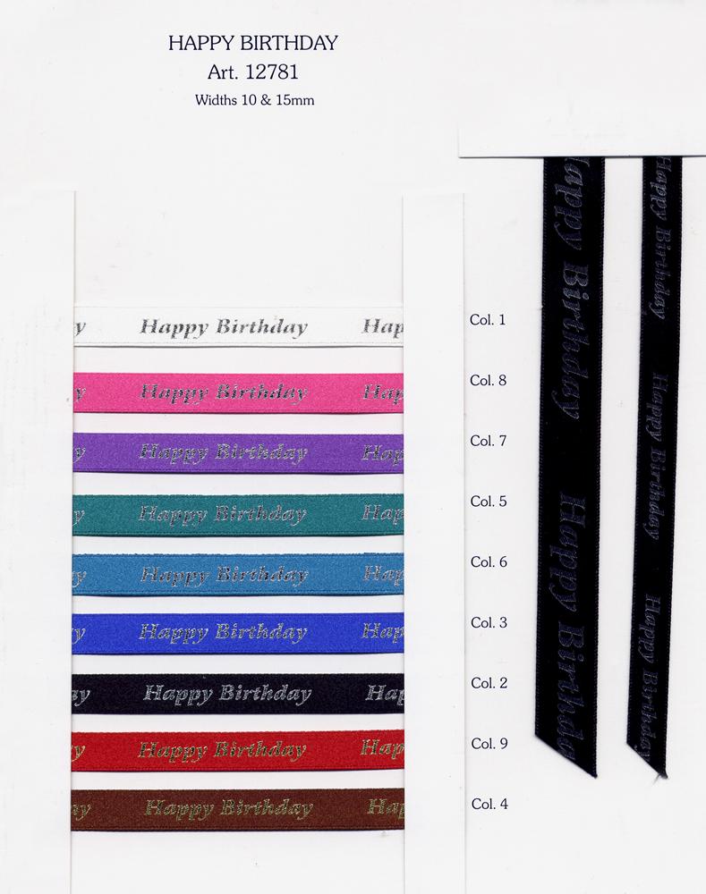 15MM HAPPY BIRTHDAY PRINT RIBBON BROWN
