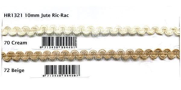 10MM JUTE RIC RAC - 10MTS 70 Cream