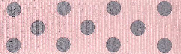 NAT CHARMS 25MM SPOTTY GROSGRAIN 20M 16 Pink/Grey