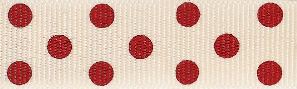 NAT CHARMS 25MM SPOTTY GROSGRAIN 20M 2 Natural/Red