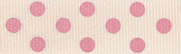 NAT CHARMS 25MM SPOTTY GROSGRAIN 20M 5 Natural/Pink