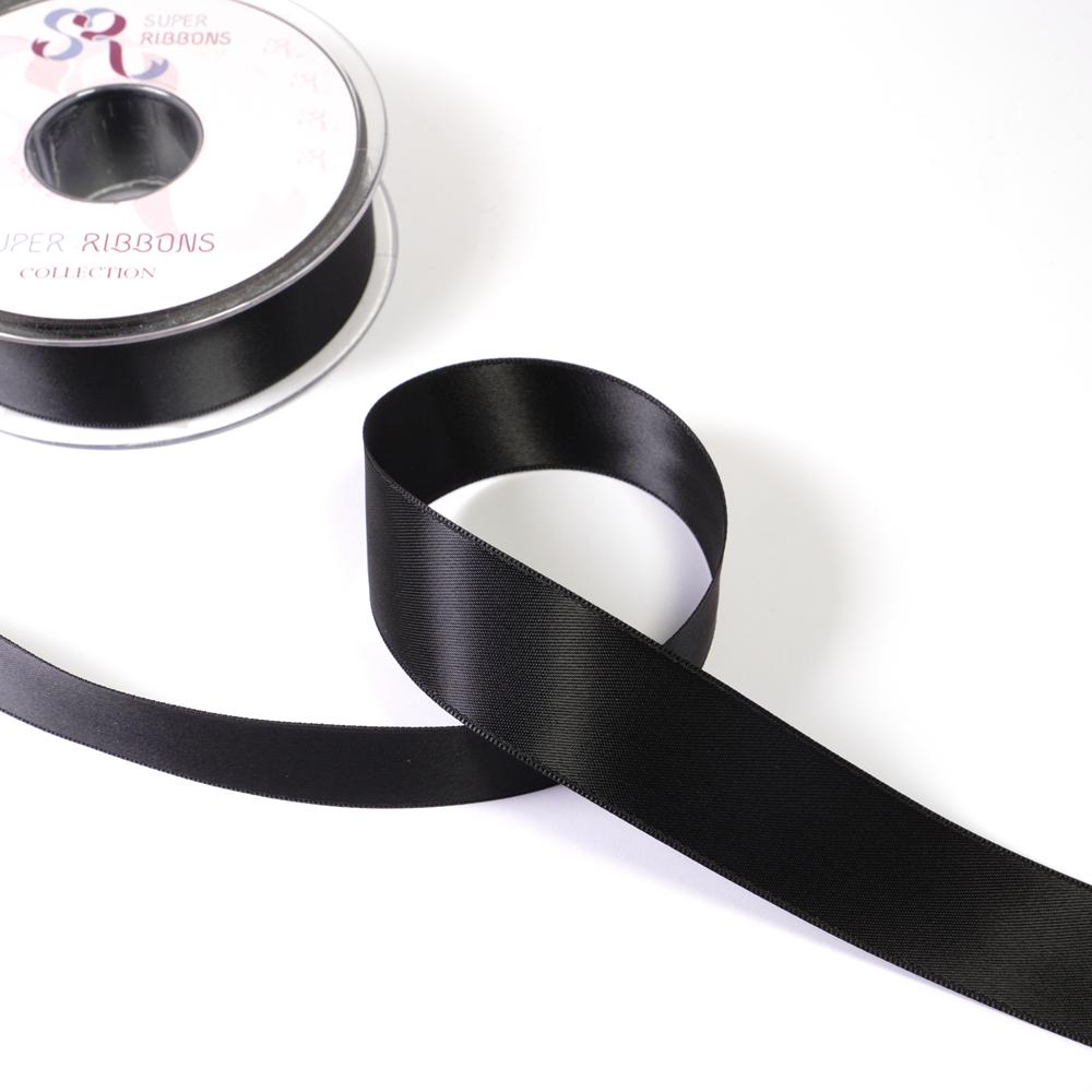 25MM HABICO DOUBLE SATIN RIBBON - 20MTS 30 Black