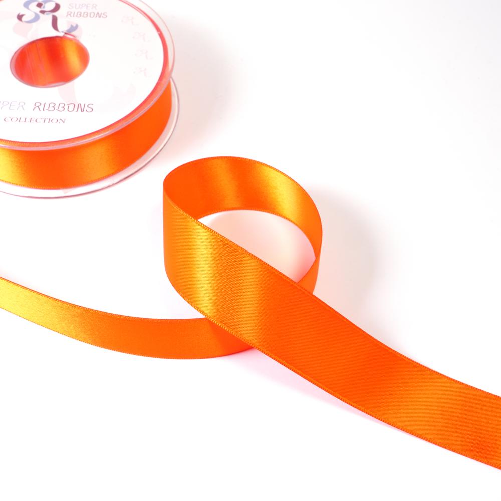 25MM HABICO DOUBLE SATIN RIBBON  - 20MTS 750 Orange