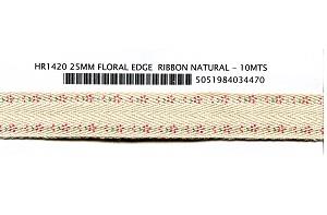 25MM FLORAL EDGE  RIBBON - 10MTS