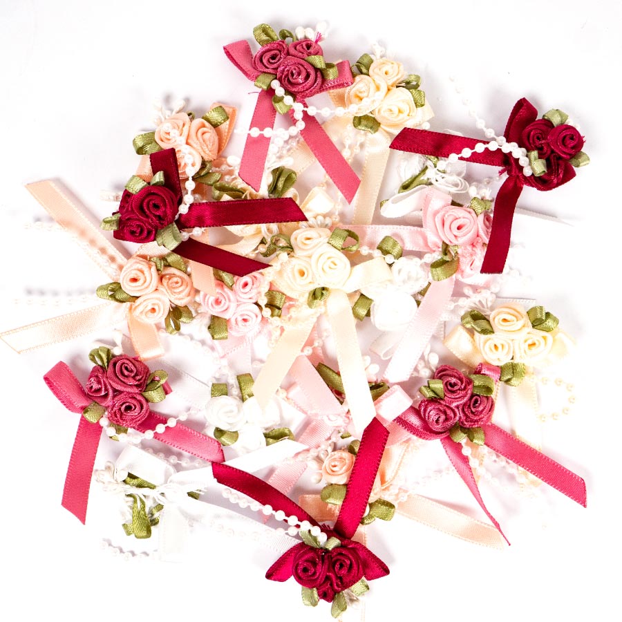 ROSE, BOW & PEARLS PER 20 ASSTD