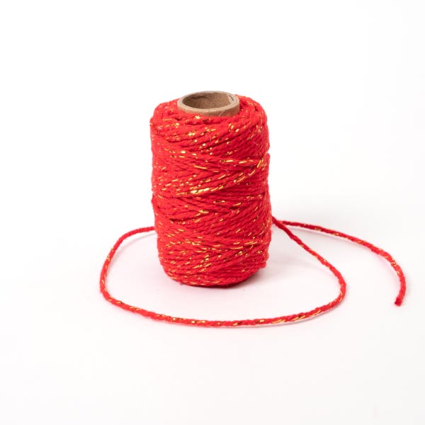 METALLIC COTTON BAKERS TWINE 20M RED/GOLD