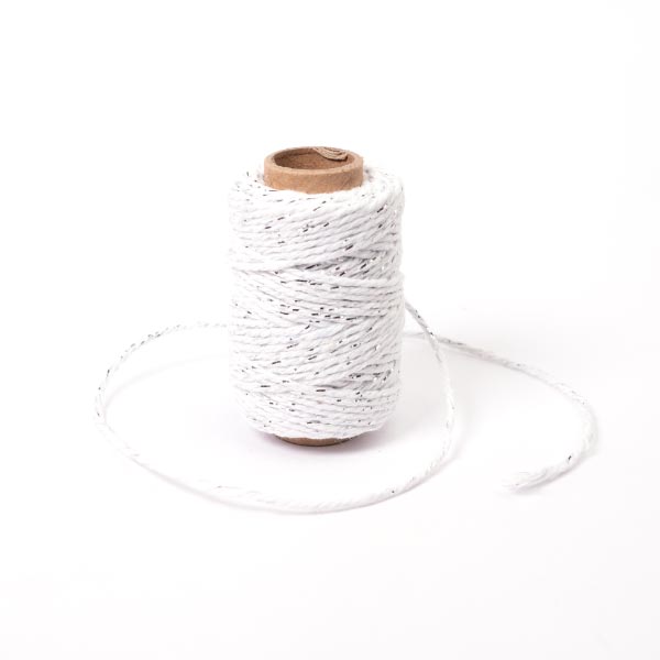 METALLIC COTTON BAKERS TWINE 20M WHITE/SILVER