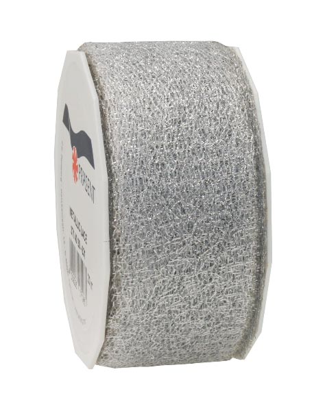 METALLIC LACE RIBBON 20MT SILVER