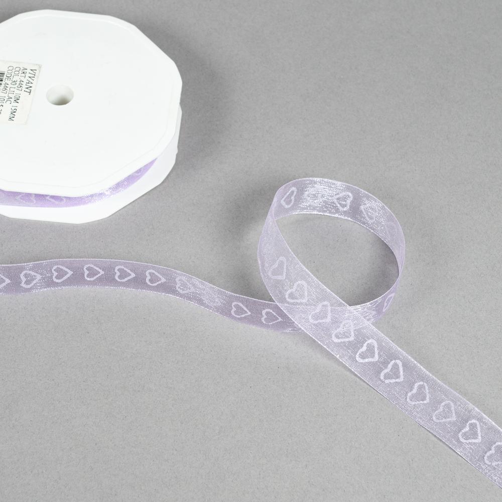 Glittering Hearts Ribbon 10mtr 30 Lilac