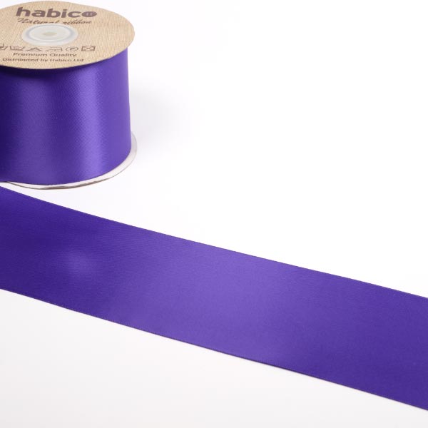 75MM HABICO DOUBLE SATIN RIBBON 20M PURPLE