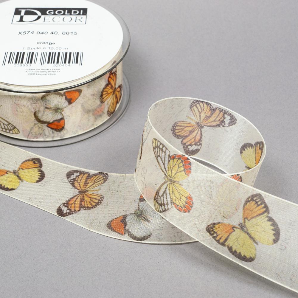 40MM ORGANZA BUTTERFLY RIBBON - 15MTS 40